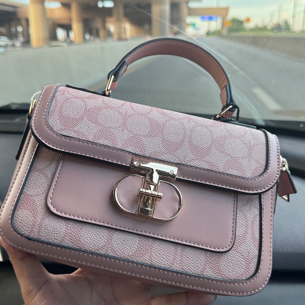 Coach Light Pink Satchel with Gold Accents